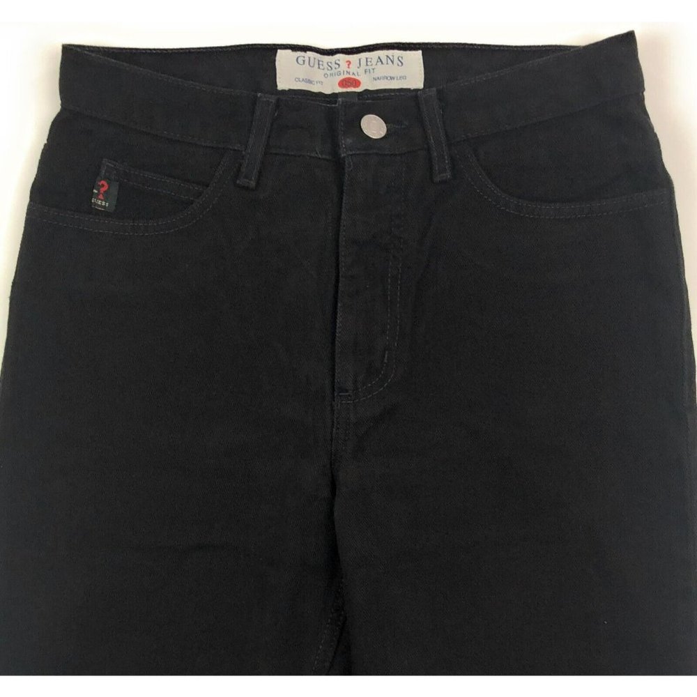Guess 050 Original Women 24 Short Classic Fit VTG High Waist 90s Black Mom Jeans - Picture 4 of 11